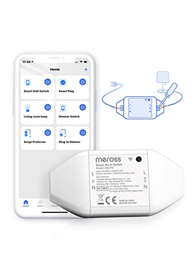 Meross WLAN Schalter Universal Smart WiFi Switch Fernbedienung Sprachsteuerung mit Amazon Alexa, Google Assistant und IFTTT, DIY Smart Home für elektrische Haushaltsgeräte