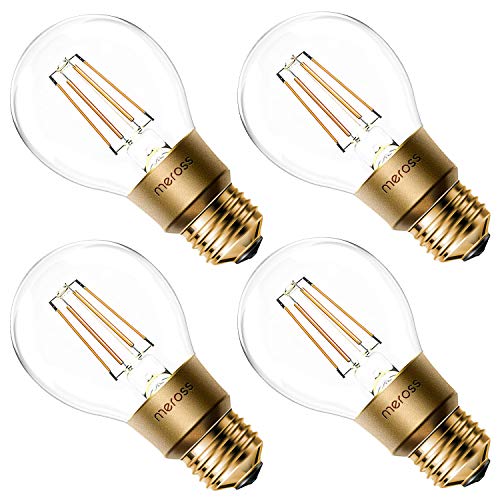 Smart vintage Glühbirne Meross WLAN Glühbirne Dimmbare LED Lampe, Smart Edison Retro Lampe Warmweiß, kompatibel mit Alexa, Google Assistant und SmartThings, E27 A19, 60W Äquivalent, 4 Stücke