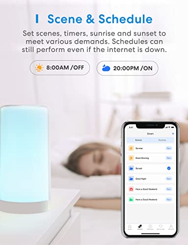 WLAN LED Nachttischlampe funktioniert mit Apple HomeKit, Meross Atmosphäre Touch-Tischlampe für Schlafzimmer Wohnzimmer, kompatibel mit Siri, Alexa, Google und Smartthings, kein Hub erforderlich - 5