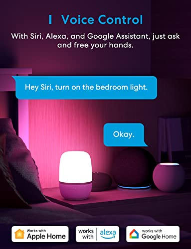 WLAN LED Nachttischlampe funktioniert mit Apple HomeKit, Meross Dimmbar Atmosphäre Tischlampe für Schlafzimmer Wohnzimmer, kompatibel mit Siri, Alexa, Google, und Smartthings, mit USB-Kabel - 2