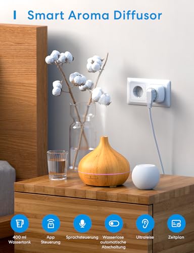 Meross Alexa Aroma Diffuser Funktioniert mit Apple HomeKit, Alexa und Google Home, 400ML Ätherische Öle Smart Ultraschall Luftbefeuchter, APP Steuerbar WLAN Duftöl Diffuser Duftlampe mit RGB-LED-Licht - 2