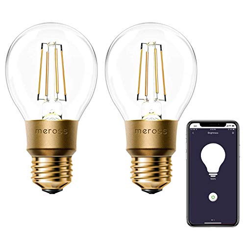 meross Smart Vintage Glühbirne WLAN Glühbirne Dimmbare LED Lampe, Smart Edison Retro Lampe Warmweiß, kompatibel mit Alexa, Google Assistant und SmartThings, E27 A19, 60W Äquivalent