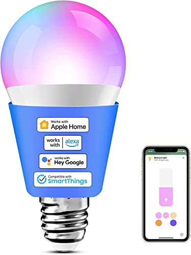 WLAN Glühbirne Meross funktioniert mit Apple HomeKit Wifi Lampe für HomeKit mehrfarbig & dimmbar kompatibel mit Siri, Alexa, Google Home und SmartThings E27