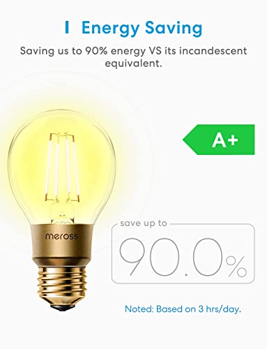 meross WLAN Edison Vintage Glühbirne funktioniert mit Apple HomeKit, Smart Retro Glühbirne Filament E27 warmweißes Licht kompatibel mit Siri, Alexa, Google Home und SmartThings (160g) - 5