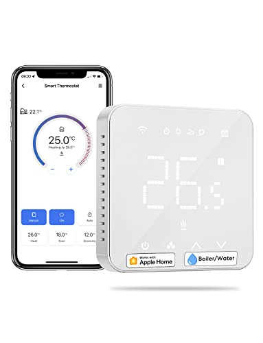 Meross Smart Thermostat Boiler WLAN Heizungsthermostat Raumthermostat WiFi Thermostat Heizen & Kühlen Intelligente Wandthermostat für Siri & Google Sprachfehl, Fernsteuerung