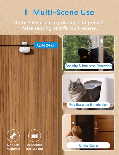 Meross WLAN Tür- und Fenstersensor, Erfordert Meross Hub, Mini Smart Magnetischer Fensterkontakt mit Echtzeit Alarm, Kompatibel mit Alexa, Apple Home, Google Home und SmartThings (Enthält keinen Hub) - 5