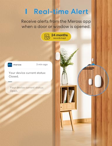 Meross WLAN Tür- und Fenstersensor, Erfordert Meross Hub, Mini Smart Magnetischer Fensterkontakt mit Echtzeit Alarm, Kompatibel mit Alexa, Apple Home, Google Home und SmartThings (Enthält keinen Hub) - 7