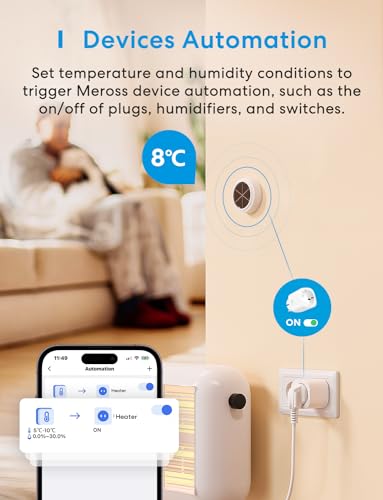 Meross WLAN Hygrometer Thermometer Innen, Erfordert Meross Hub, Smart Temperatur- und Luftfeuchtigkeitsmesser, Solarenergieversorgung, Kompatibel mit Apple HomeKit, Alexa, Google Home, SmartThings - 5