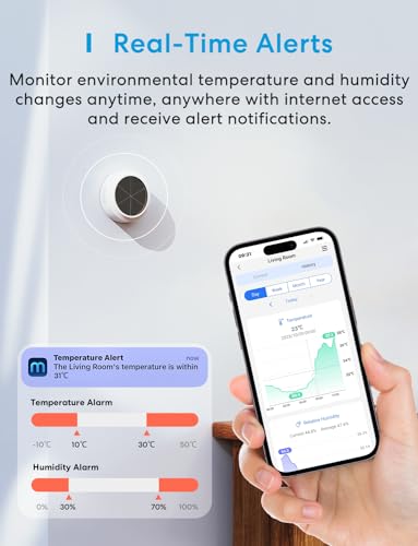 Meross WLAN Hygrometer Thermometer Innen, Erfordert Meross Hub, Smart Temperatur- und Luftfeuchtigkeitsmesser, Solarenergieversorgung, Kompatibel mit Apple HomeKit, Alexa, Google Home, SmartThings - 6